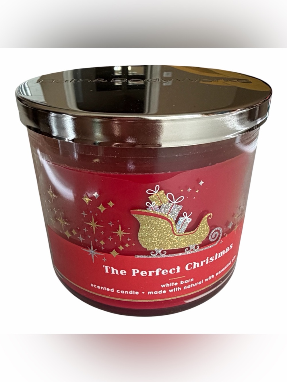 Bath & Body Works THE PERFECT CHRISTMAS 3 Wick Candle NEW Red Cinnamon Pine